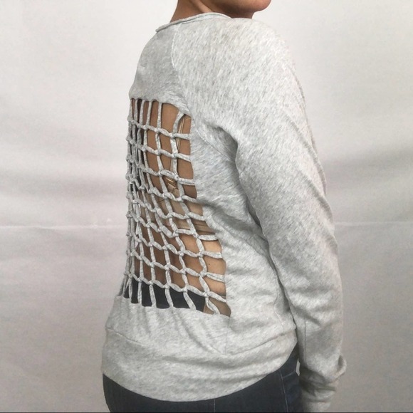 NWT Chaser Long sleeve Knot open back top raglan top heather gray - Picture 4 of 4